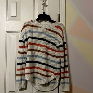 White, striped, knitted sweater! Only worn once!